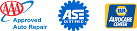 ASE, AAA and NAPA logos